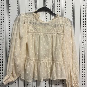 Embroided swiss dot blouse